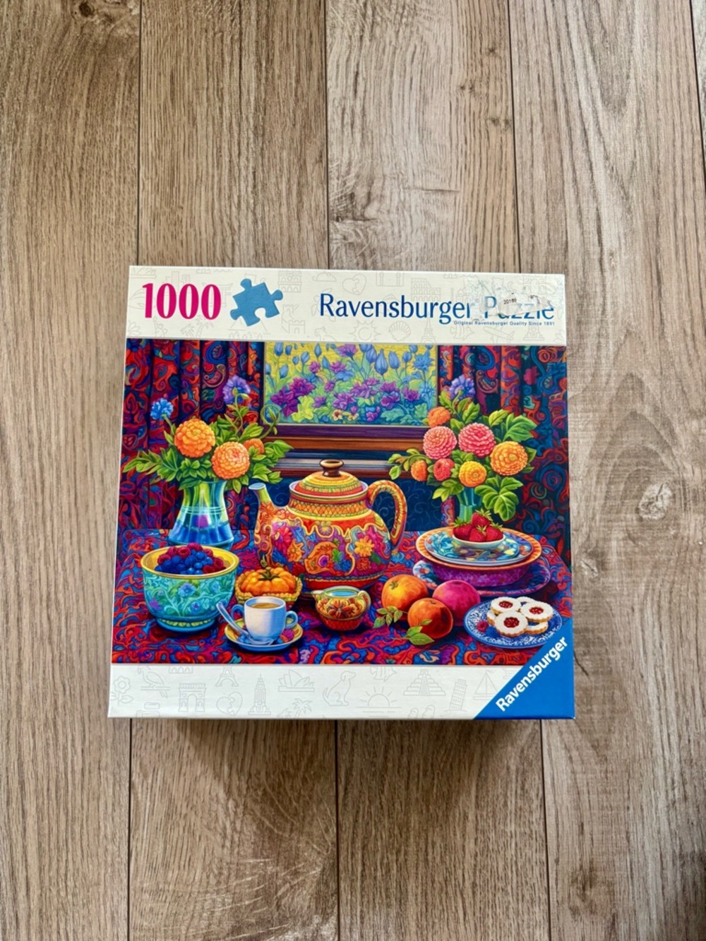 Ravensburger Vibrant Tea and Flowers 1000 Piece Puzzle Complete
